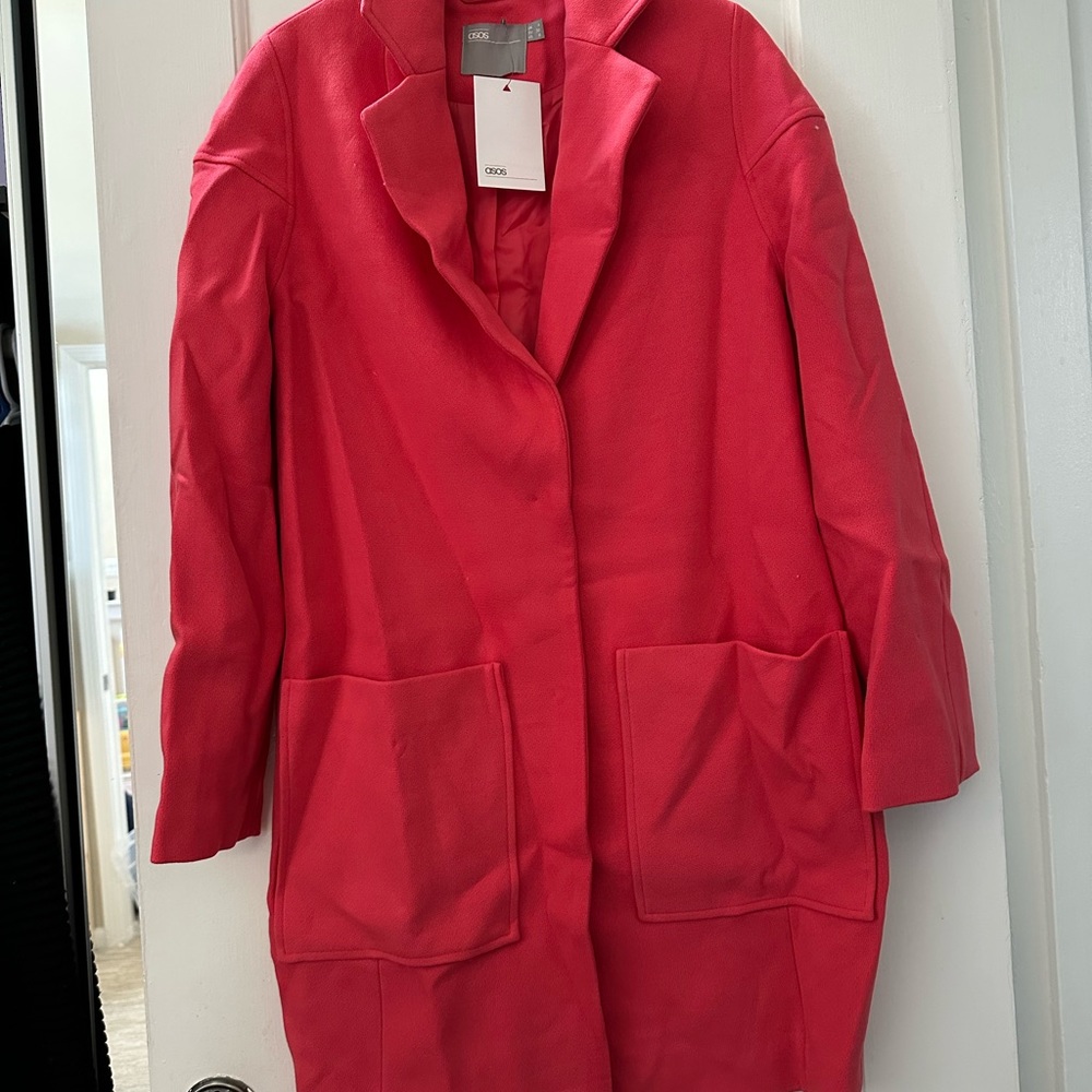 ASOS Coral/pink two button closure coat